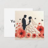 Invitation Art papier de mariés avec des fleurs (Devant / Derrière)