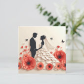 Invitation Art papier de mariés avec des fleurs (Debout devant)