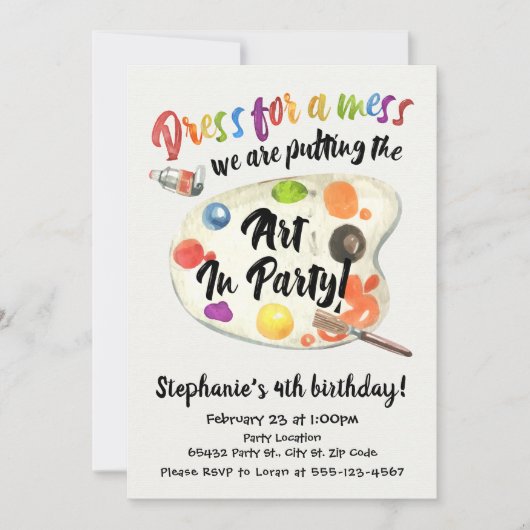 Invitation Art Party, Anniversaire (Devant)