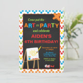 Invitation Art Party Anniversaire Invitation, Painting Party (Debout devant)