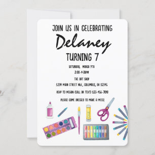 Invitation Art Party Peinture Artisanat Party pour filles Inv