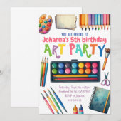 Invitation Art Party Peinture Artiste Anniversaire de enfant (Devant / Derrière)