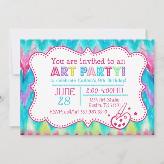 Invitation Art Party Watercolor iKat Chevron (Devant)