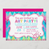 Invitation Art Party Watercolor iKat Chevron (Devant / Derrière)