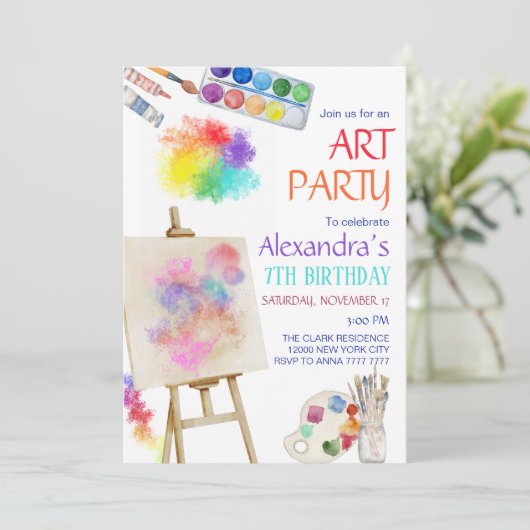 Invitation Art Peinture Artiste Fête d'anniversaire (Debout devant)