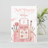 Invitation Art Peinture Fille fête d'anniversaire (Debout devant)