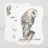 Invitation Art personnalisé de chouette effraie pour annivers (Devant / Derrière)