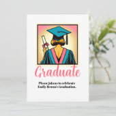 Invitation Art pop de la fête de graduation personnalisée (Debout devant)
