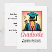 Invitation Art pop de la fête de graduation personnalisée (Devant / Derrière)