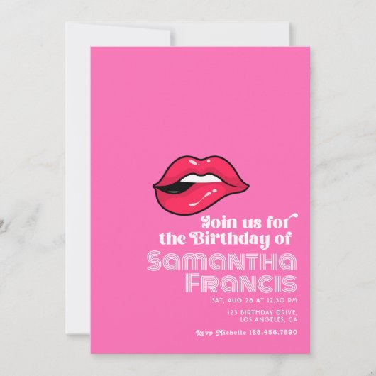 Invitation Art Pop Rose Chaud Anniversaire (Devant)