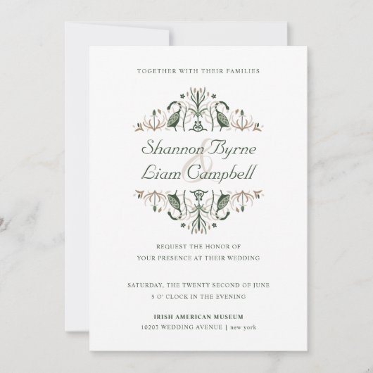 Invitation Art populaire celtique | Floral moderne Mariage ir (Devant)