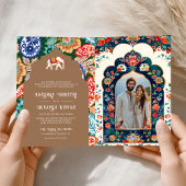 Invitation Art populaire indien Elephant Mariage beige