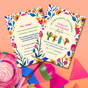 Invitation art populaire mexicain floral Anniversaire fiesta
