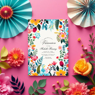 Invitation Art populaire mexicain Floral Quinceañera Photo
