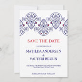 Invitation Art populaire nordique Scandi mariage naval à l'éc (Devant)