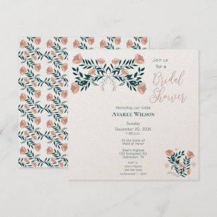 Invitation Art populaire rose et Turquoise Floral