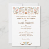 Invitation Art populaire scandinave Automne couleurs Mariage (Devant)