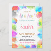 Invitation Art rose dans la peinture de fête Anniversaire Inv (Devant)