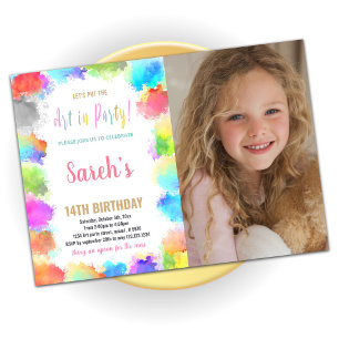 Invitation Art rose dans la peinture de parti Anniversaire av