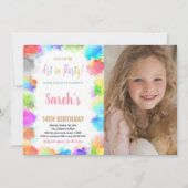 Invitation Art rose dans la peinture de parti Anniversaire av (Devant)