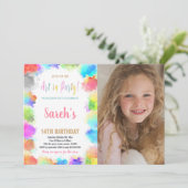 Invitation Art rose dans la peinture de parti Anniversaire av (Debout devant)