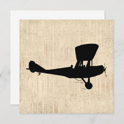 Invitation Art Silhouette d'avion antique (Devant / Derrière)