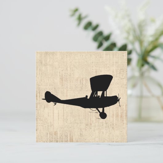 Invitation Art Silhouette d'avion antique (Debout devant)