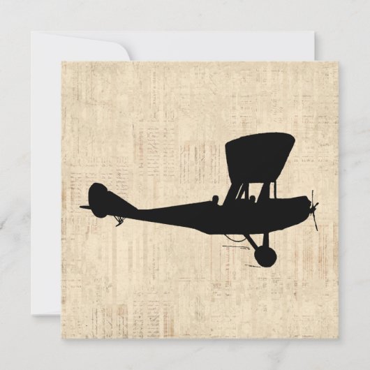 Invitation Art Silhouette d'avion antique (Devant)