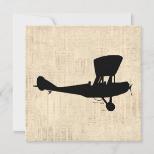 Invitation Art Silhouette d'avion antique
