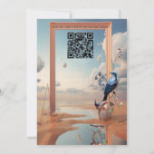 Invitation Art surréaliste avec fleurs et oiseaux (Dos)