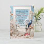 Invitation Art surréaliste avec fleurs et oiseaux (Debout devant)