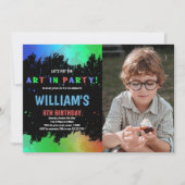Invitation Art Vert dans la peinture de fête Anniversaire ave (Devant)