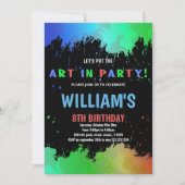 Invitation Art Vert dans la peinture de fête Anniversaire Inv (Devant)