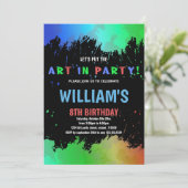 Invitation Art Vert dans la peinture de fête Anniversaire Inv (Debout devant)
