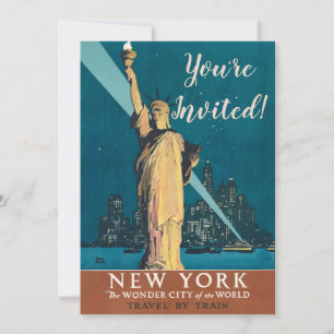 Invitation Art vintage de la Statue de la Liberté de New York
