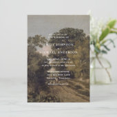 Invitation Art vintage, paysage rustique mariage (Debout devant)