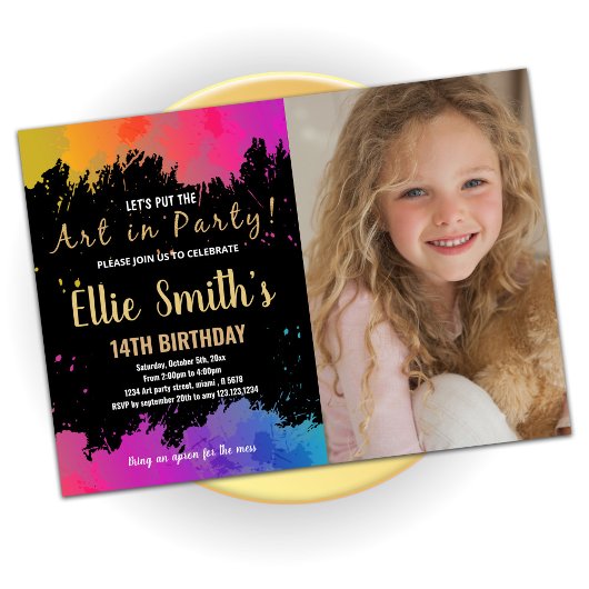 Invitation Art violet dans la peinture de parti Anniversaire 