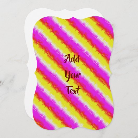 Invitation Artdeco rose Jaune Artdeco Arc-en-ciel rayures (Devant / Derrière)