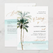 Invitation ArteApp Élégante Tropical Paradise Palms Shoreline (Devant / Derrière)