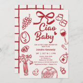 Invitation Articles de la boîte rouge dessinée à la main Baby (Devant / Derrière)