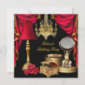 Invitation Articles de luxe dorés noirs rouges pour femmes (Devant)