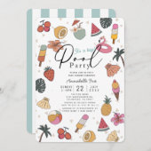 Invitation Articles d'été de la fête de la piscine Baby showe (Devant / Derrière)