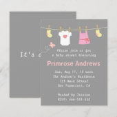 Invitation Articles mignons pour bébé fille sur la corde à li (Devant / Derrière)