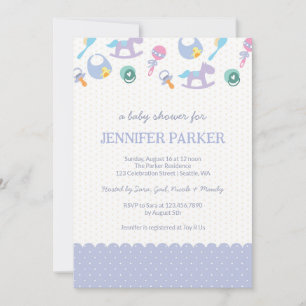 Invitation Articles pour bébé mignon violet Baby shower Pois
