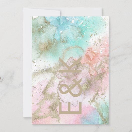 Invitation Artisan Moderne Foil Aquarelle Monogramme Mariage (Dos)