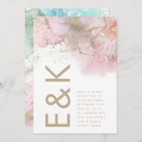 Artisan Moderne Foil Aquarelle Monogramme Mariage