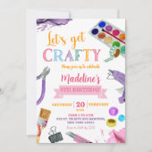 Invitation Artisanat coloré Fille Anniversaire Fête Invitatio (Devant)