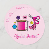 Invitation Artisanat de couture fête d'anniversaire (Devant / Derrière)