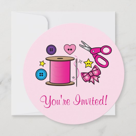 Invitation Artisanat de couture fête d'anniversaire (Devant)