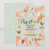 Invitation Artisanat Fête Festive Famille de Noël (Devant / Derrière)